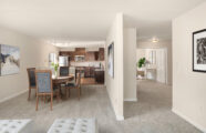 The Gardens at Town Square retirement community apartment dining room, kitchen, and den