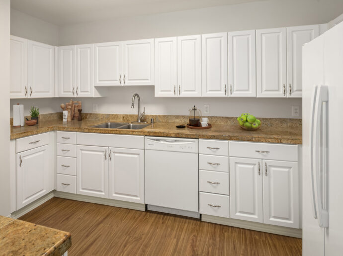 University House Issaquah retirement community apartment kitchen