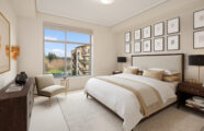 Bright bedroom in an apartment at the Aljoya Mercer Island retirement community in Mercer Island, ideal for serene senior living.