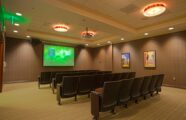 wide-angle shot of movie theater in retirement community
