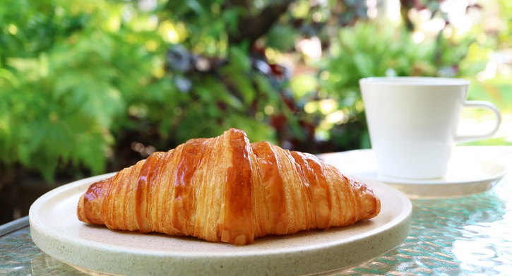 coffee and croissants in the garden