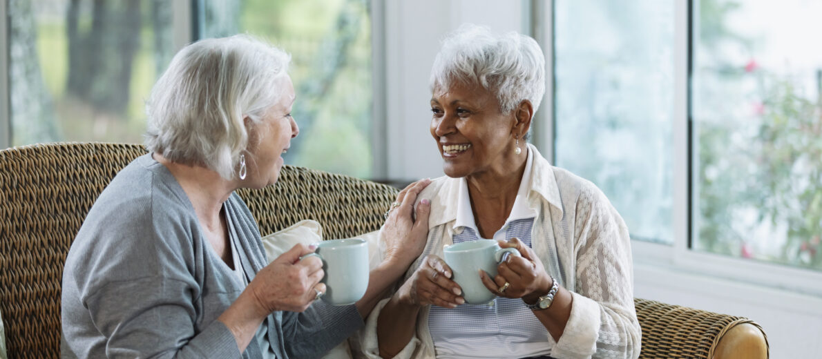 Happy senior ladies having conversation